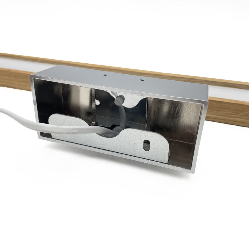Brilagi - Illuminazione LED per specchio da bagno 3 in 1 WOODY MIRROR LED/12W/230V 60 cm IP44 cromo lucido/rovere