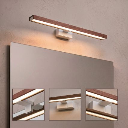 Brilagi - Illuminazione LED per specchio da bagno 3-in-1 WOODY MIRROR LED/12W/230V 60 cm IP44 bianco/rovere/ciliegio