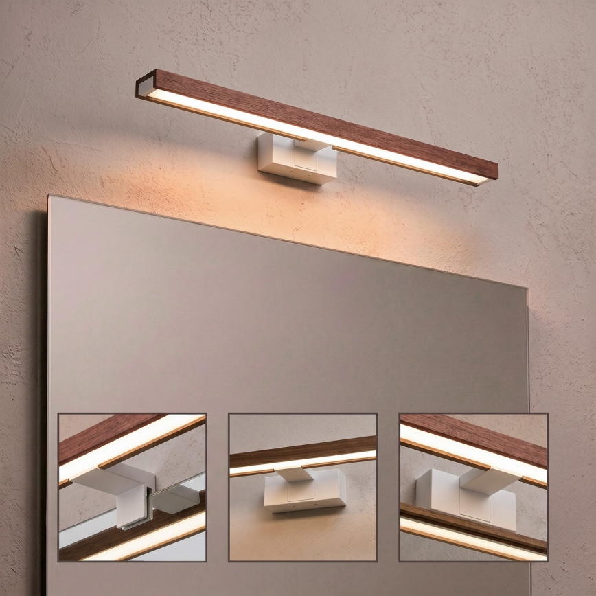 Brilagi - Illuminazione LED per specchio da bagno 3-in-1 WOODY MIRROR LED/12W/230V 60 cm IP44 bianco/rovere/ciliegio