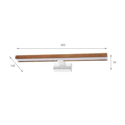 Brilagi - Illuminazione LED per specchio da bagno 3-in-1 WOODY MIRROR LED/12W/230V 60 cm IP44 bianco/rovere/ciliegio