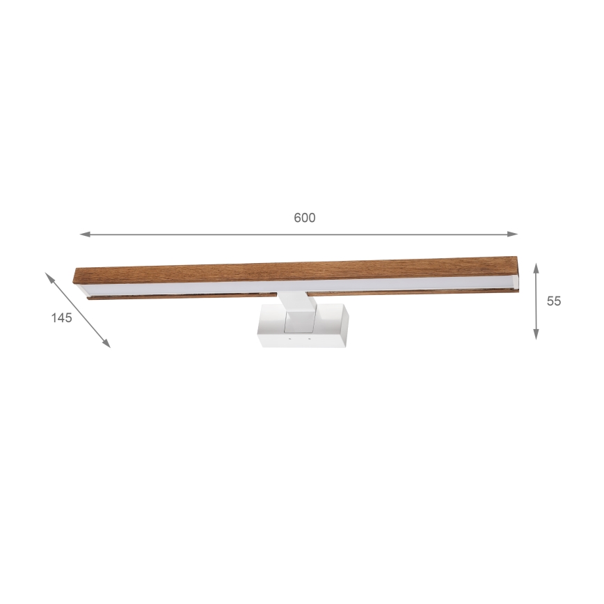 Brilagi - Illuminazione LED per specchio da bagno 3-in-1 WOODY MIRROR LED/12W/230V 60 cm IP44 bianco/rovere/ciliegio