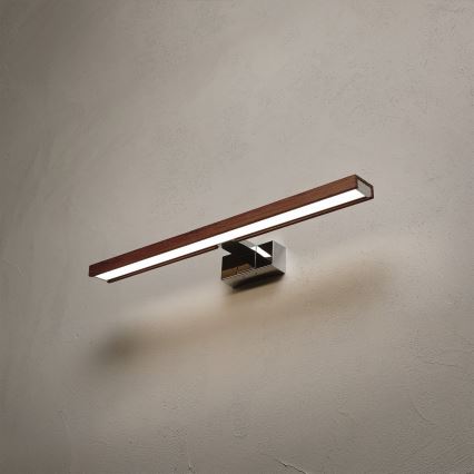 Brilagi - Illuminazione LED per specchio da bagno 3 in 1 WOODY MIRROR LED/12W/230V 60 cm IP44 cromo lucido/rovere ciliegia