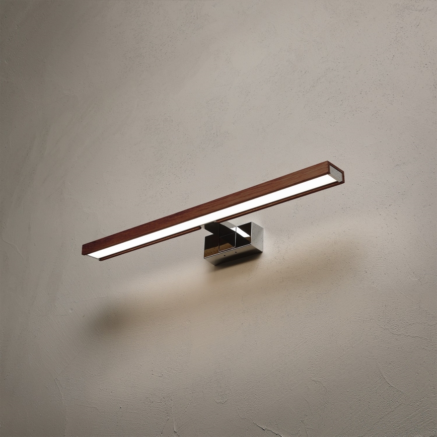 Brilagi - Illuminazione LED per specchio da bagno 3 in 1 WOODY MIRROR LED/12W/230V 60 cm IP44 cromo lucido/rovere ciliegia