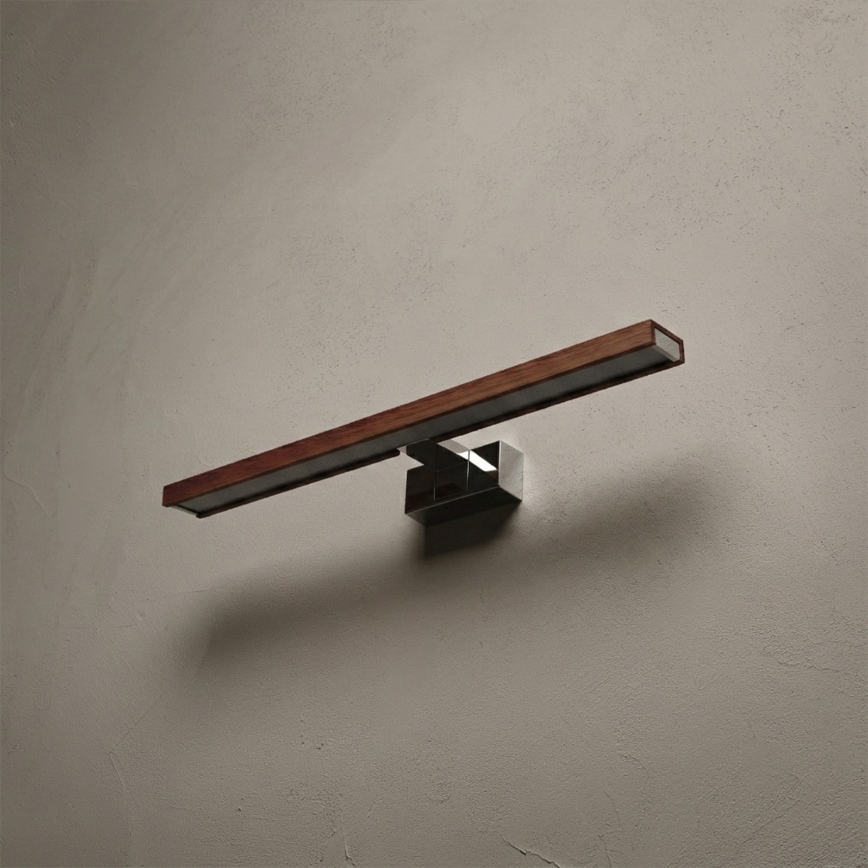 Brilagi - Illuminazione LED per specchio da bagno 3 in 1 WOODY MIRROR LED/12W/230V 60 cm IP44 cromo lucido/rovere ciliegia