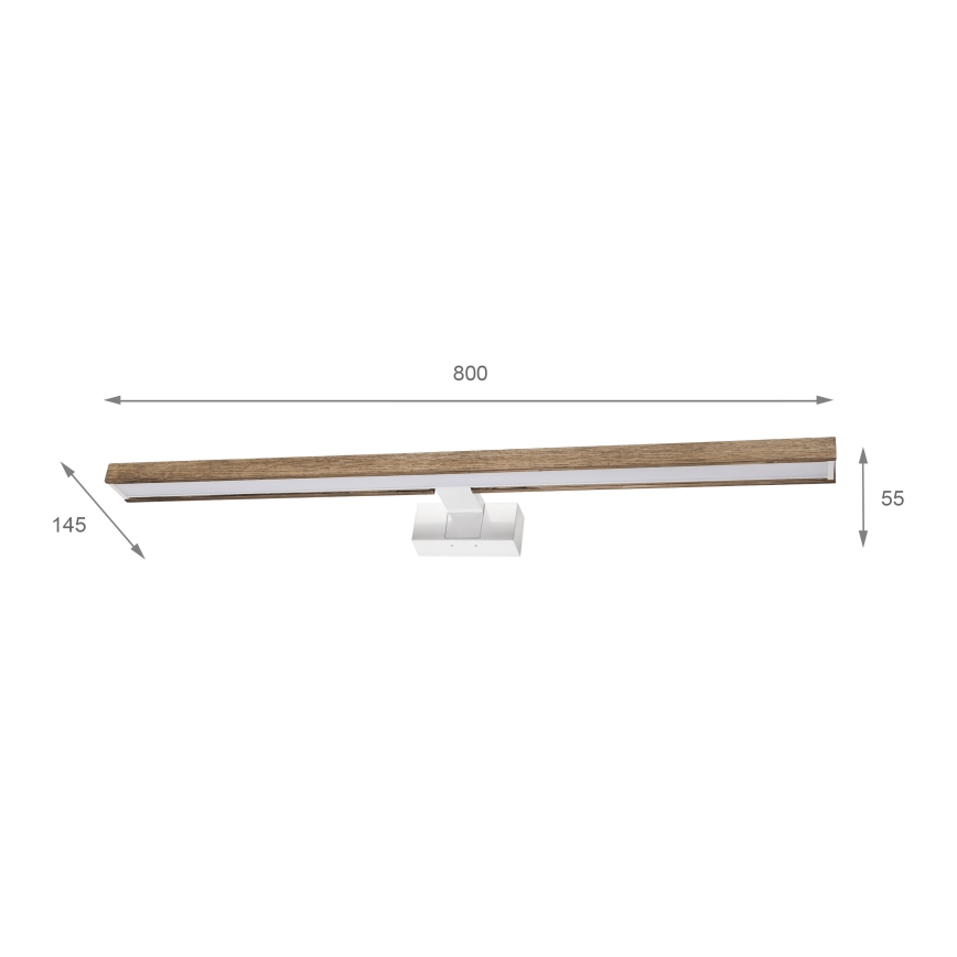 Brilagi - Illuminazione LED per specchio da bagno 3 in 1 WOODY MIRROR LED/15W/230V 80 cm IP44 bianco/quercia/noce
