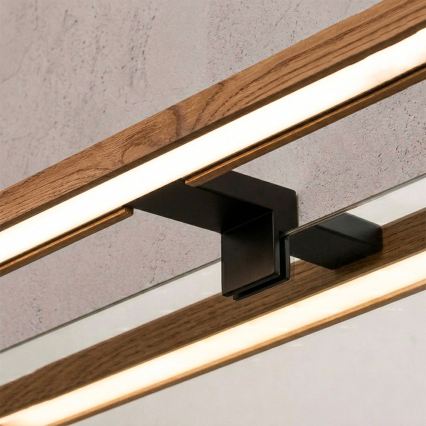 Brilagi - Illuminazione per specchio da bagno a LED 3 in 1 WOODY MIRROR LED/15W/230V 80 cm IP44 nero/rovere ciliegio