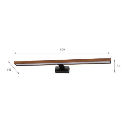 Brilagi - Illuminazione per specchio da bagno a LED 3 in 1 WOODY MIRROR LED/15W/230V 80 cm IP44 nero/rovere ciliegio