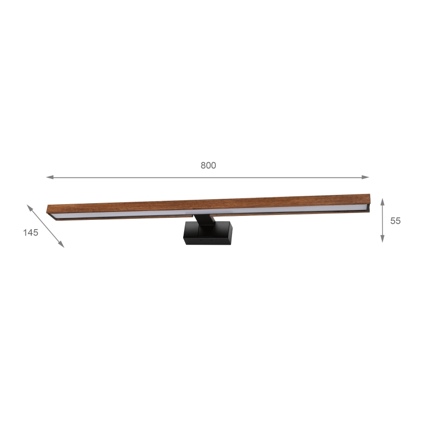 Brilagi - Illuminazione per specchio da bagno a LED 3 in 1 WOODY MIRROR LED/15W/230V 80 cm IP44 nero/rovere ciliegio