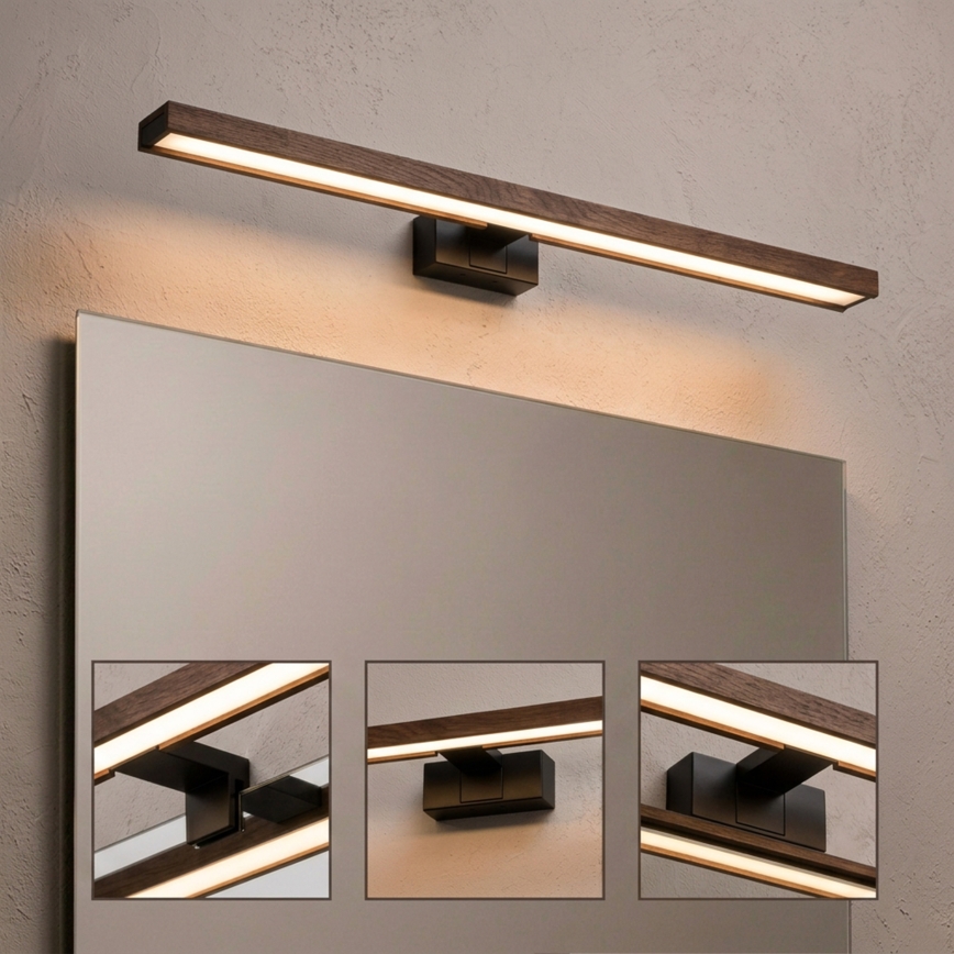 Brilagi - Illuminazione a LED per specchio da bagno 3 in 1 WOODY MIRROR LED/15W/230V 80 cm IP44 nero/rovere noce