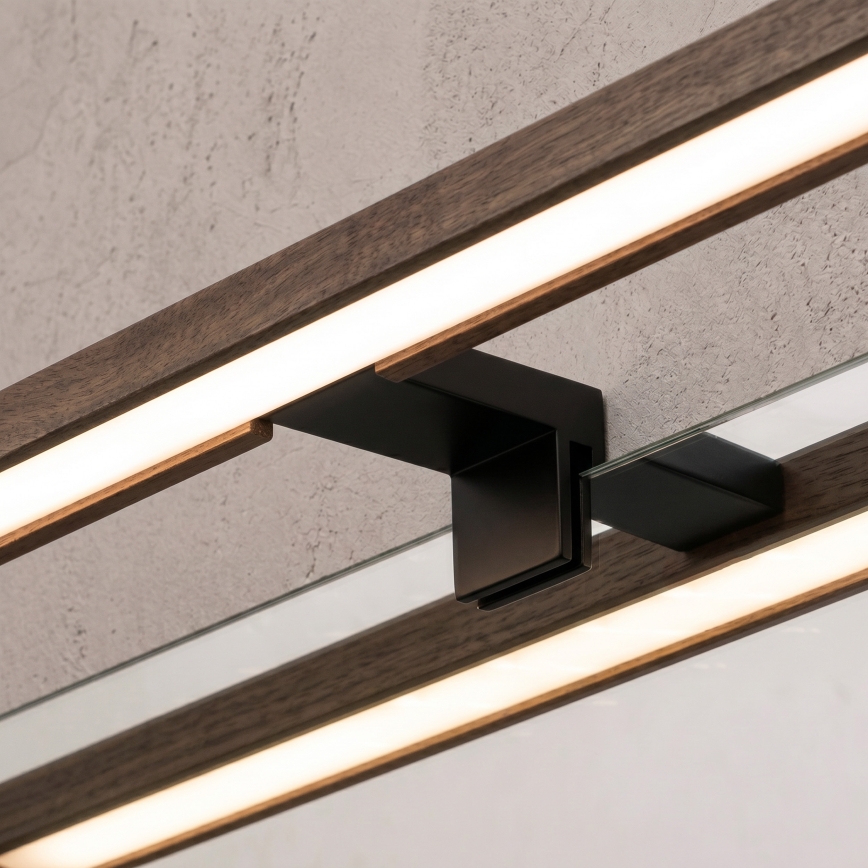 Brilagi - Illuminazione a LED per specchio da bagno 3 in 1 WOODY MIRROR LED/15W/230V 80 cm IP44 nero/rovere noce