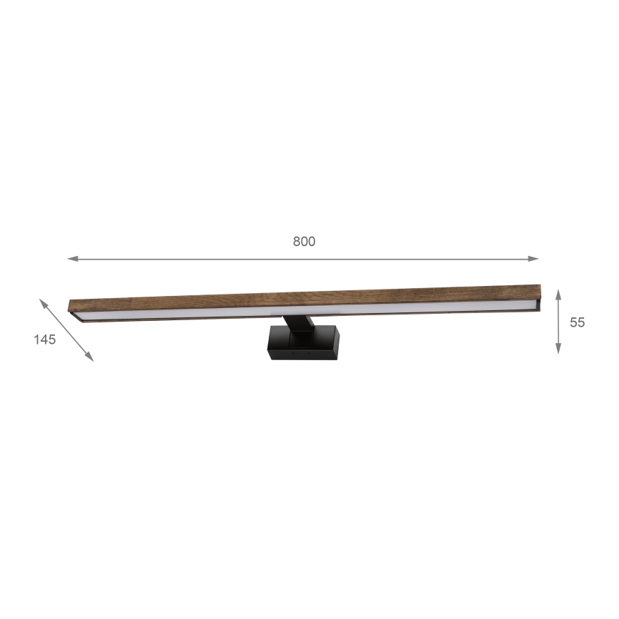 Brilagi - Illuminazione a LED per specchio da bagno 3 in 1 WOODY MIRROR LED/15W/230V 80 cm IP44 nero/rovere noce