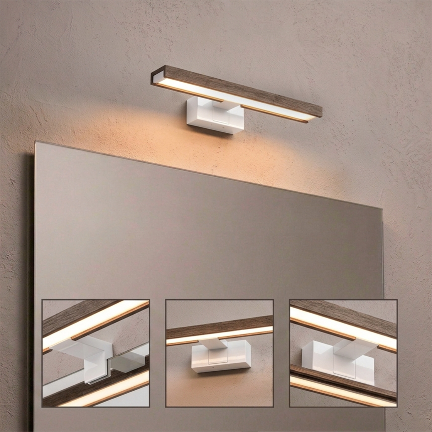 Brilagi - Illuminazione LED per specchio da bagno 3 in 1 WOODY MIRROR LED/8W/230V 40 cm IP44 bianco/rovere