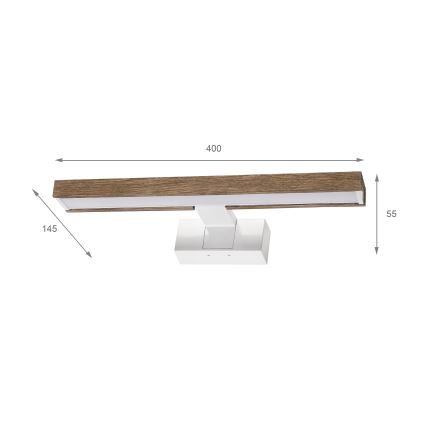 Brilagi - Illuminazione LED per specchio da bagno 3 in 1 WOODY MIRROR LED/8W/230V 40 cm IP44 bianco/rovere