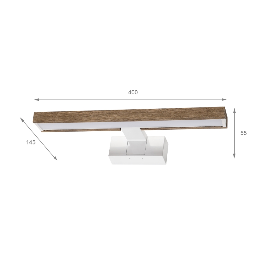 Brilagi - Illuminazione LED per specchio da bagno 3 in 1 WOODY MIRROR LED/8W/230V 40 cm IP44 bianco/rovere