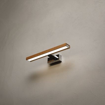Brilagi - Illuminazione LED per specchio da bagno 3 in 1 WOODY MIRROR LED/8W/230V 40 cm IP44 cromo lucido/rovere