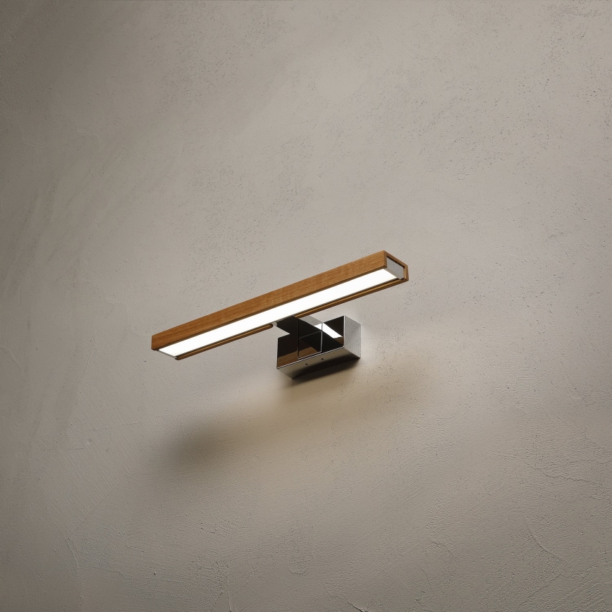 Brilagi - Illuminazione LED per specchio da bagno 3 in 1 WOODY MIRROR LED/8W/230V 40 cm IP44 cromo lucido/rovere