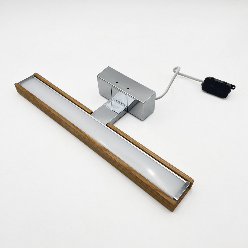 Brilagi - Illuminazione LED per specchio da bagno 3 in 1 WOODY MIRROR LED/8W/230V 40 cm IP44 cromo lucido/rovere