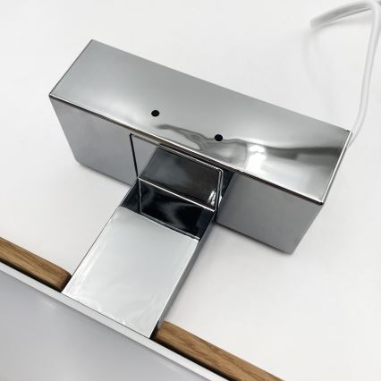 Brilagi - Illuminazione LED per specchio da bagno 3 in 1 WOODY MIRROR LED/8W/230V 40 cm IP44 cromo lucido/rovere