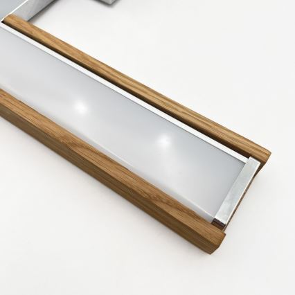Brilagi - Illuminazione LED per specchio da bagno 3 in 1 WOODY MIRROR LED/8W/230V 40 cm IP44 cromo lucido/rovere