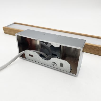 Brilagi - Illuminazione LED per specchio da bagno 3 in 1 WOODY MIRROR LED/8W/230V 40 cm IP44 cromo lucido/rovere