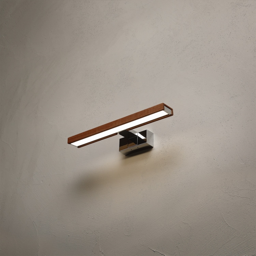 Brilagi - Illuminazione per specchio da bagno 3 in 1 WOODY MIRROR LED/8W/230V 40 cm IP44 cromo lucido/rovere ciliegio