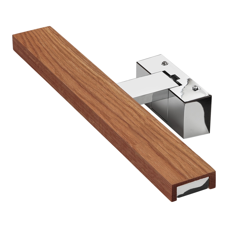 Brilagi - Illuminazione per specchio da bagno 3 in 1 WOODY MIRROR LED/8W/230V 40 cm IP44 cromo lucido/rovere ciliegio