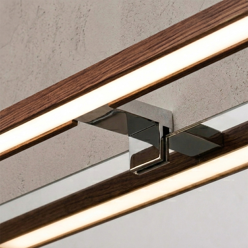 Brilagi - Illuminazione per specchio da bagno 3 in 1 WOODY MIRROR LED/8W/230V 40 cm IP44 cromo lucido/rovere ciliegio