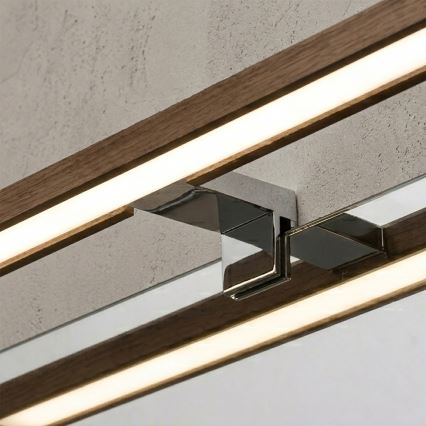 Brilagi - Illuminazione LED per specchio da bagno 3-in-1 WOODY MIRROR LED/8W/230V 40 cm IP44 cromo lucido/rovere noce