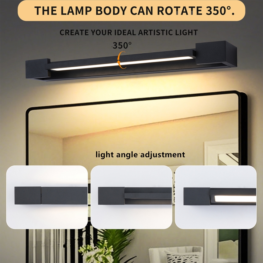Brilagi - Illuminazione LED per specchio da bagno AQUA LINE LED/12W/230V 45 cm IP44 nero CRI 90