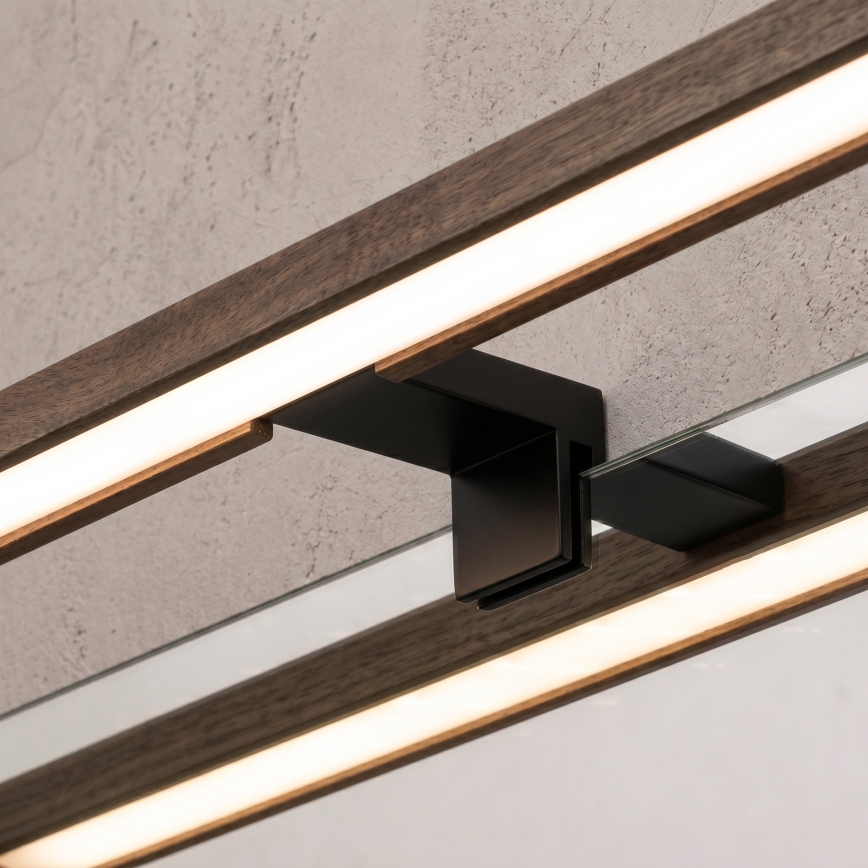 Brilagi - Illuminazione LED per specchio da bagno WOODY MIRROR 3 in 1 LED/15W/230V 80 cm IP44 nero/rovere noce