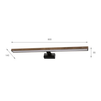 Brilagi - Illuminazione LED per specchio da bagno WOODY MIRROR 3 in 1 LED/15W/230V 80 cm IP44 nero/rovere noce