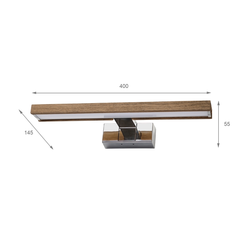 Brilagi - Illuminazione LED per specchio da bagno WOODY MIRROR 3 in 1 LED/8W/230V 40 cm IP44 cromo lucido/rovere/noce
