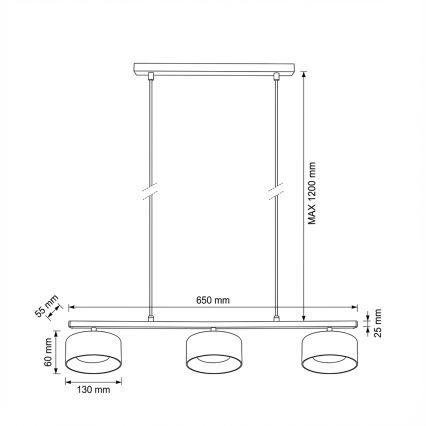 Brilagi - LED Lampada a sospensione con cavo AURA LUX 3xGX53/30W/230V nero/oro