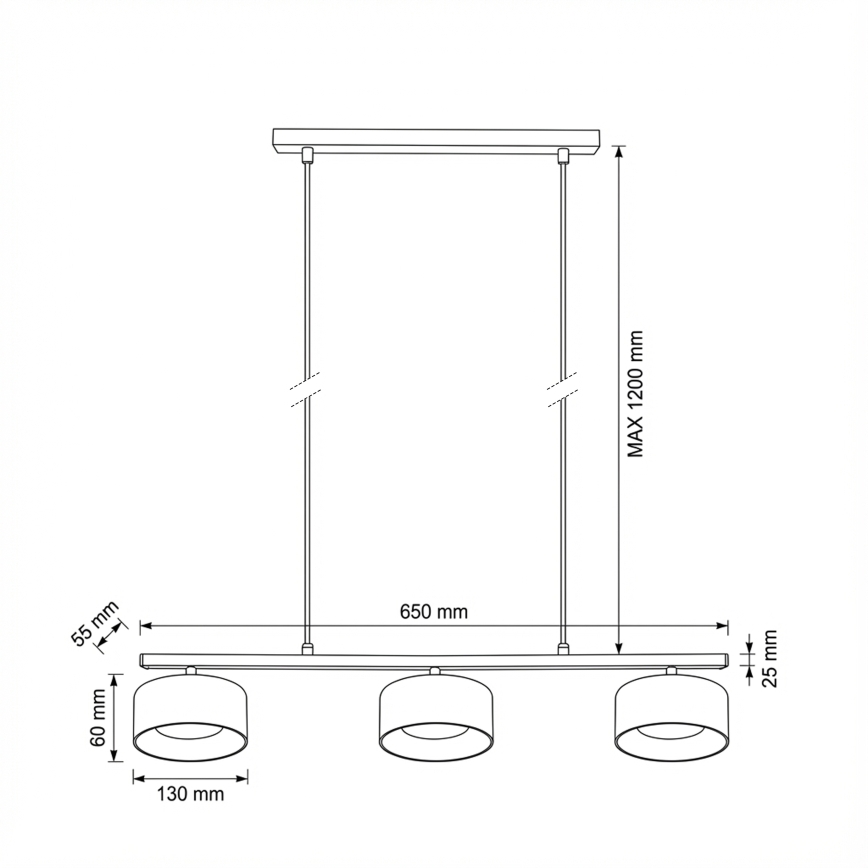 Brilagi - LED Lampada a sospensione con cavo AURA LUX 3xGX53/30W/230V nero/oro