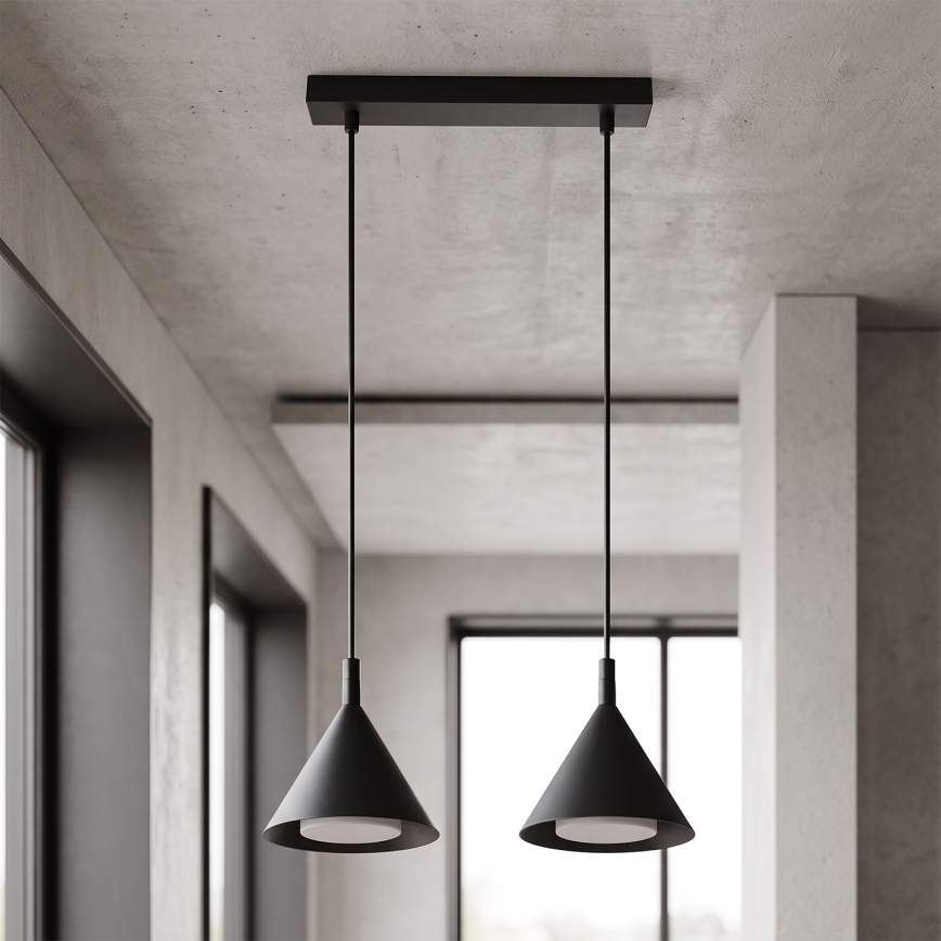 BRILAGI - LED Lampada a sospensione con cavo CONE DOUBLE 2xGX53/15W/230V nera