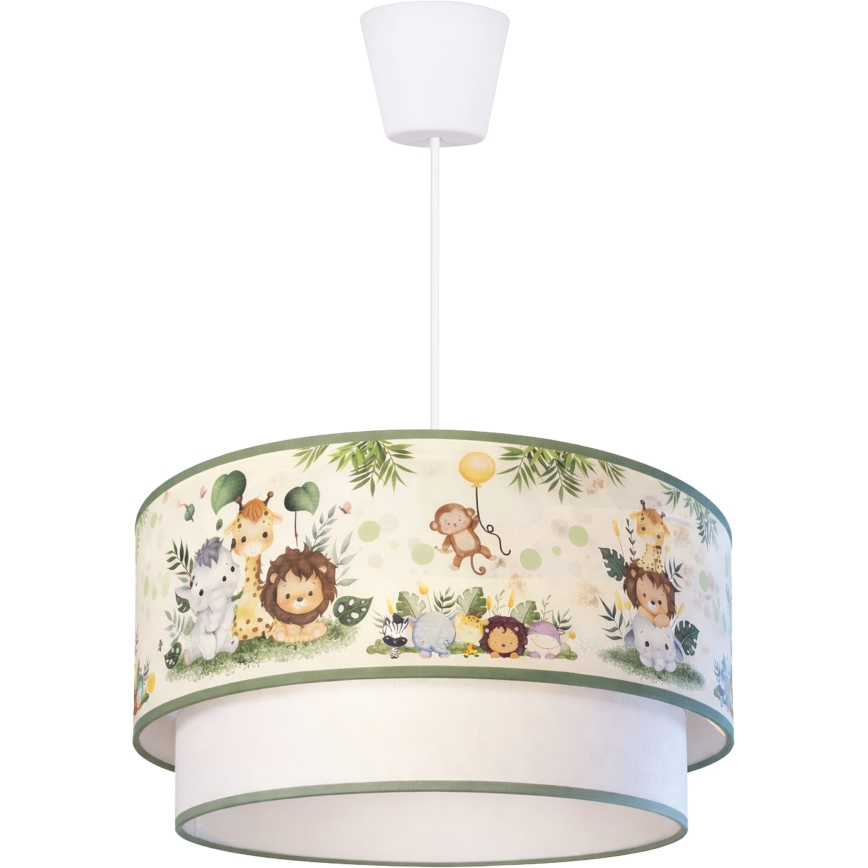 Brilagi - Lampadario LED a sospensione per bambini BOBO 1xE27/10W/230V Ø 40 cm crema/verde/giungla