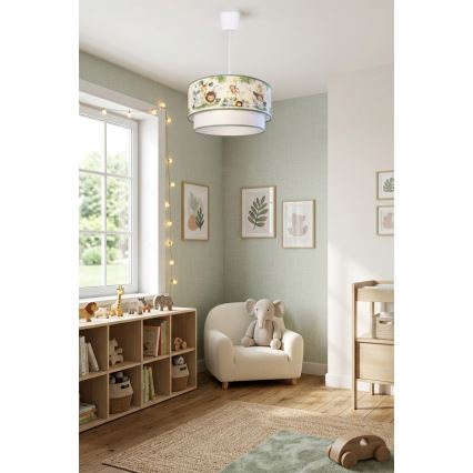 Brilagi - Lampadario LED a sospensione per bambini BOBO 1xE27/10W/230V Ø 40 cm crema/verde/giungla