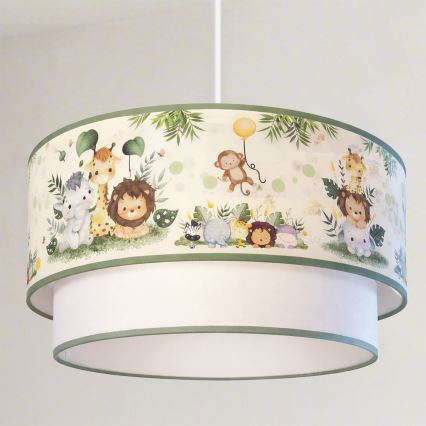Brilagi - Lampadario LED a sospensione per bambini BOBO 1xE27/10W/230V Ø 40 cm crema/verde/giungla