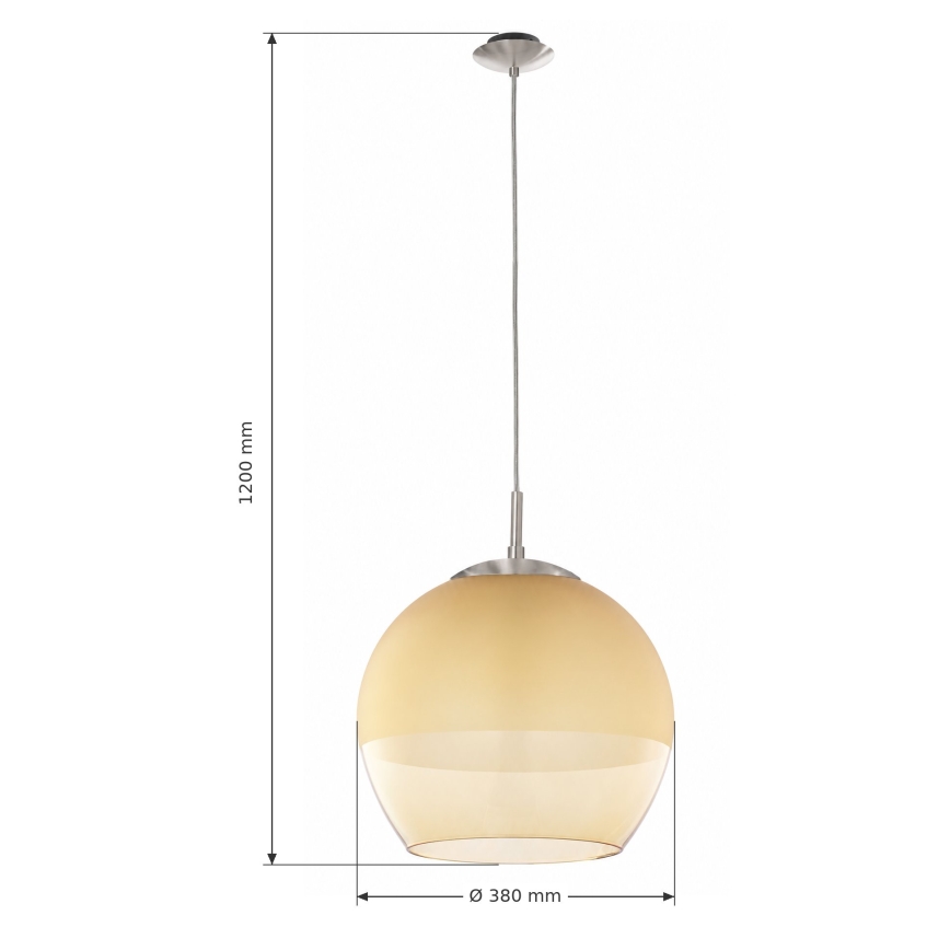 BRILAGI - Lampadario LED su cavo RETRO GLASS 1xE27/60W/230V Ø 38 cm cromo opaco/beige fumé