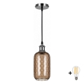 BRILAGI - LED Lampada a sospensione con cavo RETRO GLASS 1xE27/60W/230V Ø 14 cm nero/marrone fumé