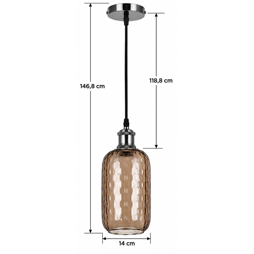 BRILAGI - LED Lampada a sospensione con cavo RETRO GLASS 1xE27/60W/230V Ø 14 cm nero/marrone fumé
