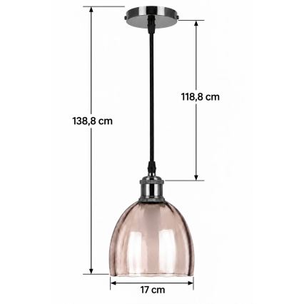 BRILAGI - LED Lampadario su cavo RETRO GLASS 1xE27/60W/230V Ø 17 cm nero/beige fumé