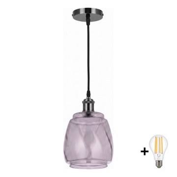 BRILAGI - LED Lampada a sospensione con cavo RETRO GLASS 1xE27/60W/230V Ø 26 cm nero/grigio fumé
