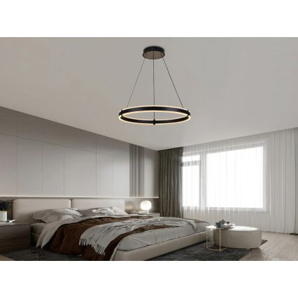 Brilagi - Lampadario dimmerabile a sospensione con cavo CIRCLE LED/85W/230V 3000-6500K Ø 60 cm nero/oro + telecomando