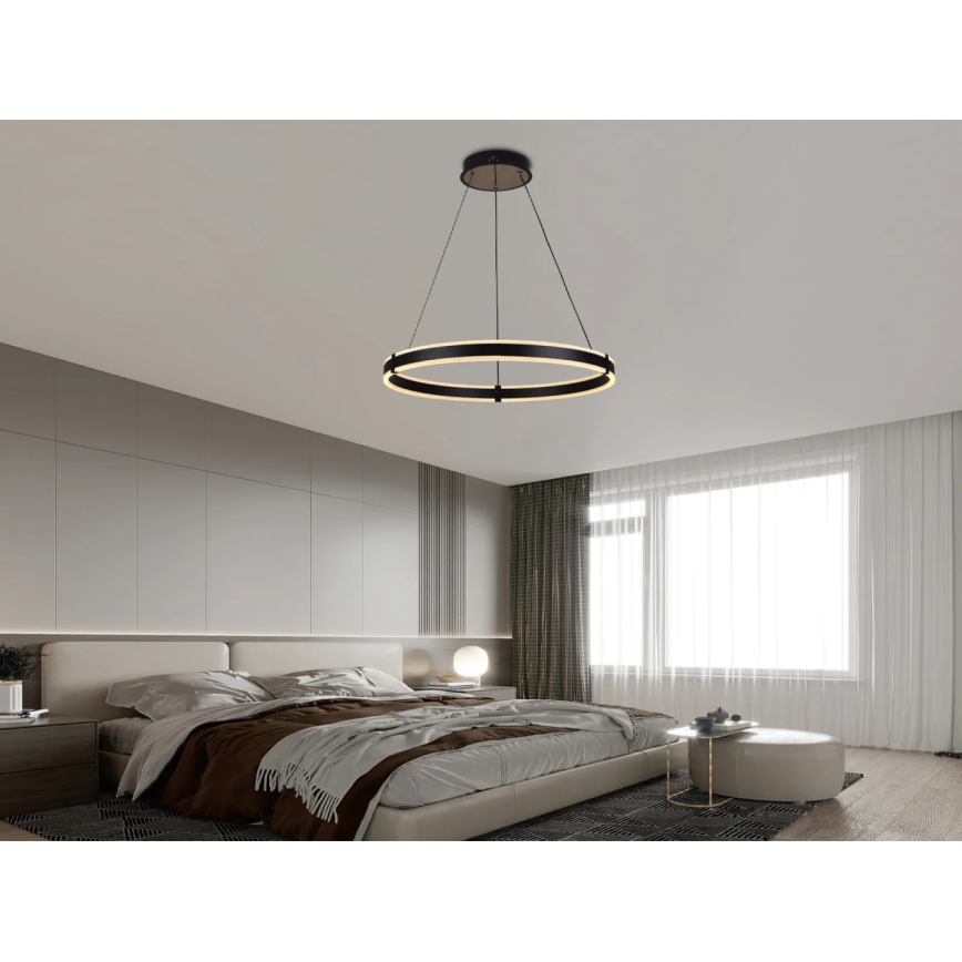Brilagi - Lampadario dimmerabile a sospensione con cavo CIRCLE LED/85W/230V 3000-6500K Ø 60 cm nero/oro + telecomando