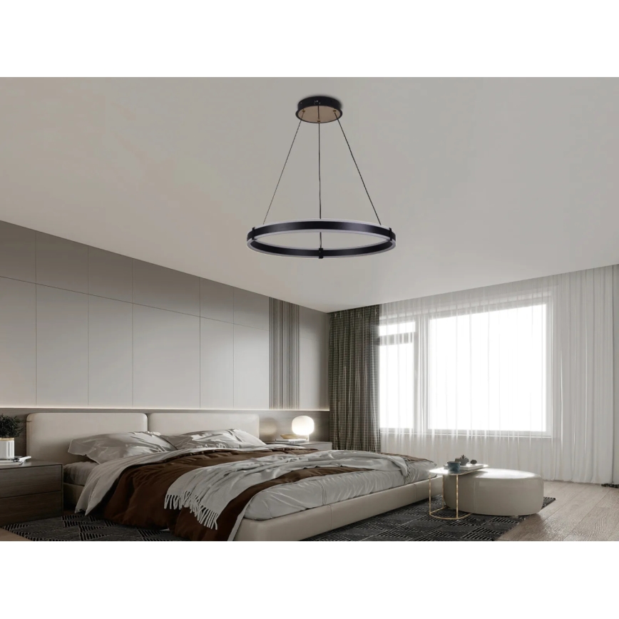 Brilagi - Lampadario dimmerabile a sospensione con cavo CIRCLE LED/85W/230V 3000-6500K Ø 60 cm nero/oro + telecomando