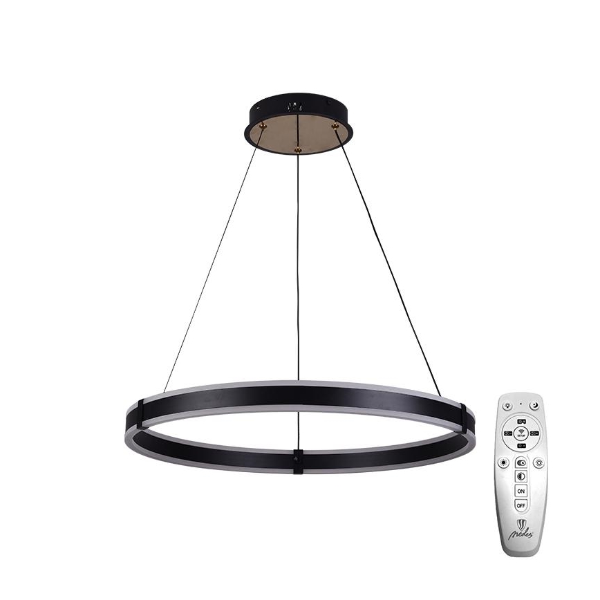 Brilagi - Lampadario dimmerabile a sospensione con cavo CIRCLE LED/85W/230V 3000-6500K Ø 60 cm nero/oro + telecomando