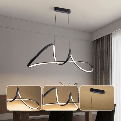 Brilagi - Lampadario LED dimmerabile a sospensione su cavo TWISTER LED/60W/230V 3000-6000K nero + telecomando