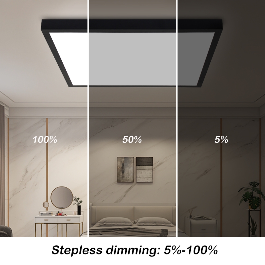 Brilagi - Lampada da Soffitto LED Dimmerabile FRAME SMART LED/50W/230V 60x60 cm 3000-6000K IP44 Nera + Telecomando