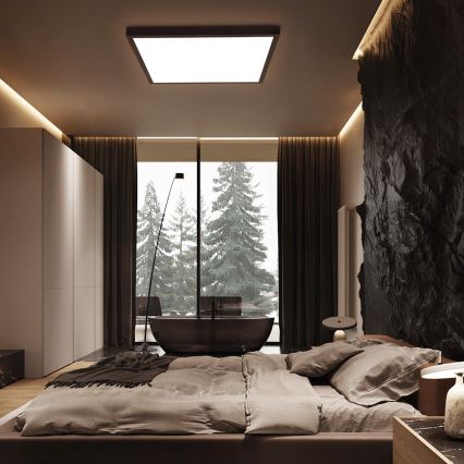 Brilagi - Plafoniera da bagno dimmerabile FRAME SMART LED/50W/230V 60x60 cm 3000-6000K IP44 nera + telecomando